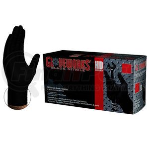 GWBN48100 by AMMEX GLOVES - AMMEX Gloveworks HD Industrial Black Nitrile Gloves with Diamond Texture Grip, Case of 1000, 6 mil, Size XLarge, Latex Free, Powder Free, Textured, Disposable,
