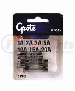 82-FSA-9-G by GROTE - Glass Fuse; Agc Asortment, 9 Pk