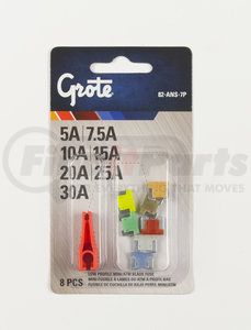82-ANS-7P by GROTE - Low Profile Miniature Blade Fuse Assortment & Puller, 8 Pk