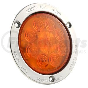 53303 by GROTE - SuperNova Stop/Tail/Turn Light, 4 in., 10-Diode Pattern, LED, Theft-Resistant Flange, Male Pin, Auxiliary