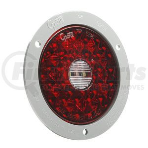 55212 by GROTE - 4" Round LED Stop / Tail / Turn Light with Integrated Backup - Integrated 4-Pin w/ Gray Polycarbonate