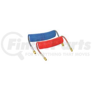 11953 by HALDEX - Midland Trailer Connector Kit - Air Coil Set, Blue and Red, 15 ft., 1/2 in. (Trailer) and 3/8 in. (Tractor) Thread, 12 in. Pigtail Length