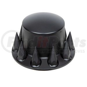 10342 by UNITED PACIFIC - Axle Hub Cover - Rear, Matte Black, Dome, with 33mm Spike Thread-On Nut Cover