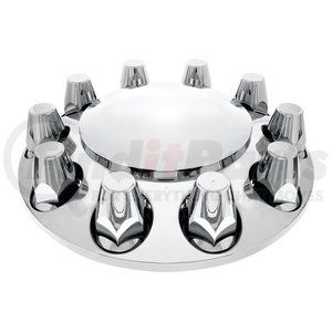 10257 by UNITED PACIFIC - Axle Hub Cover Kit - Axle Cover Set, Front, 33mm, Chrome, for International