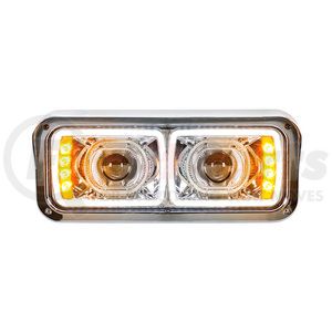 31155 by UNITED PACIFIC - Projection Headlight Assembly - RH, LED, Chrome Housing, High/Low Beam, with LED Signal Light and Position Light Bar