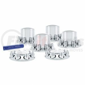 10305 by UNITED PACIFIC - Axle Hub Cover Kit - Complete Front/Rear Combo Kit, Chrome, 33mm