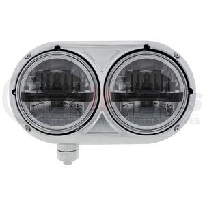 32785 by UNITED PACIFIC - Headlight Assembly - LH, LED, Polished Housing, High/Low Beam, Dual Light, with Black Cross Bar