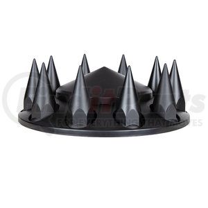 10336 by UNITED PACIFIC - Axle Hub Cover - Front, Matte Black, Pointed, with 33mm Spike Thread-On Nut Cover