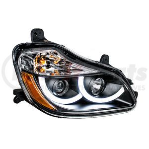 31457 by UNITED PACIFIC - Projection Headlight Assembly - RH, Black Housing, High/Low Beam, H7 Quartz/H1 Quartz Bulb, with Signal Light, LED Position Light and LED Side Marker