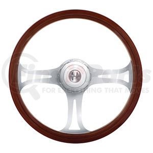 88183 by UNITED PACIFIC - Steering Wheel - 18", Blade Style Wood, for 2006+ Peterbilt/2003+ Kenworth Trucks