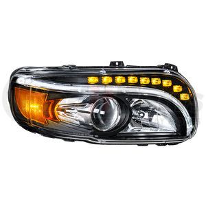 35805 by UNITED PACIFIC - Projection Headlight Assembly - Passenger Side, with Black Housing, High/Low Beam, H11/HB3 Bulb, with Amber LED Signal Light/White LED Position Light/Amber LED Side Marker