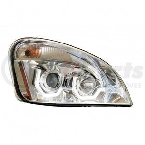31287 by UNITED PACIFIC - Projection Headlight Assembly - RH, Chrome Housing, High/Low Beam, H7/H1/3157 Bulb, with Signal Light and Dual LED Position Light Bar