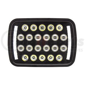 36450 by UNITED PACIFIC - Headlight - 22 High Power, LED, RH/LH, 5 x 7" Rectangle, Black Housing, High/Low Beam, with Bright White 12 LED Position Light Bar