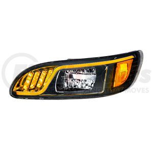 31073 by UNITED PACIFIC - Headlight Assembly - LH, LED, Black Housing, High/Low Beam, with LED Signal Light, Position Light, Side Marker Light and Daytime Running Light