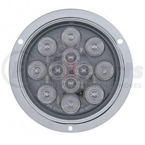 38649 by UNITED PACIFIC - Brake / Tail / Turn Signal Light - 4" Round Flange Mount Light, 12 LED, Red LED/Clear Lens