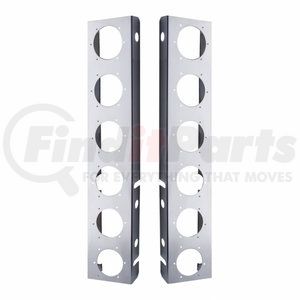30060 by UNITED PACIFIC - Light Bar Bracket - Peterbilt Stainless Front Air Cleaner Bracket Only - six 2" light cutouts with 12 light cutouts
