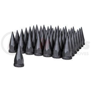 10548CB by UNITED PACIFIC - Wheel Lug Nut Cover Set - 33mm x 4.75" Black Spike Nut Cover with Flange- Thread-On (60 Pack)