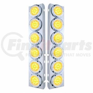 33709 by UNITED PACIFIC - Air Cleaner Light Bar - Front, Stainless Steel, with Bracket, Clearance/Marker Light, Amber LED, Clear Lens, with Chrome Bezels 9 LED Per Light, for Peterbilt Trucks