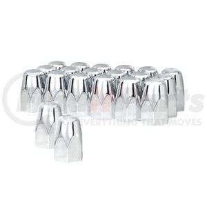 10084 by UNITED PACIFIC - Wheel Lug Nut Cover Set - 1.5" x 2 3/4", Chrome, Plastic, Tall, Push-On Style