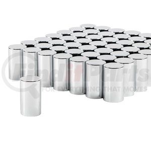 10013CB by UNITED PACIFIC - Wheel Lug Nut Cover Set - Box of 60, 33mm x 3-1/2" Chrome, Plastic, Cylinder, Thread-On