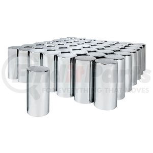 10034CB by UNITED PACIFIC - Wheel Lug Nut Cover Set - 33mm x 4- 1/4", Chrome, Plastic, Tall Cylinder, Thread-On