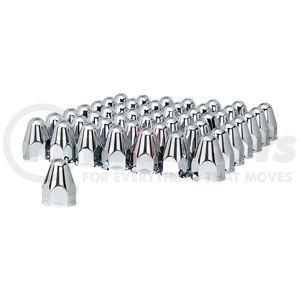 10045CB by UNITED PACIFIC - Wheel Lug Nut Cover Set - 60-Pack, 1-1/2" x 2-3/4" Chrome, Plastic, Pointed Bullet, Push-On