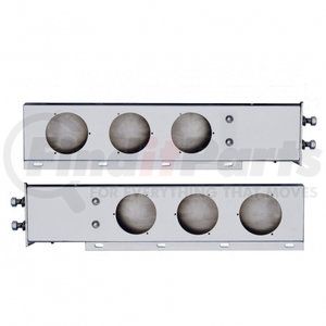 22301 by UNITED PACIFIC - Light Bar Bracket - 2-1/2" Bolt Pattern, Stainless Spring Loaded Light Bar, with Six 4" Light Cut-Outs