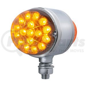 39546 by UNITED PACIFIC - Marker Light - Reflector, Double Face, LED, Assembly, Dual Function, 17 LED, Clear Lens/Amber and Red LED, Chrome-Plated Steel, Watermelon Design