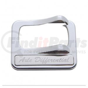 40975 by UNITED PACIFIC - Rocker Switch Cover - Axle Differential, Chrome, with Stainless Plaque, for Peterbilt