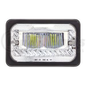 34132 by UNITED PACIFIC - Headlight - RH/LH, LED, Heated, 4 x 6", Rectangle, Black Housing, High Beam, with Chrome Reflector
