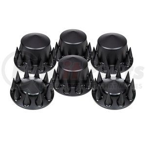 10355 by UNITED PACIFIC - Axle Cover - Pointed Combo Kit with 33mm Spike Nut Covers & Nut Covers Tool, Matte Black, ABS Plastic