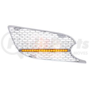 41784 by UNITED PACIFIC - Grille Air Intake - RH, Chrome, with Reflector LED Light, Amber LED/Clear Lens, for 2013+ Peterbilt 579