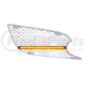 41785 by UNITED PACIFIC - Grille Air Intake - RH, Chrome, with "Glo" LED Light, Amber LED/Amber Lens, for 2013+ Peterbilt 579