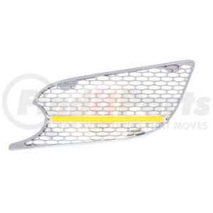 41780 by UNITED PACIFIC - Grille Air Intake- LH, Chrome, with "Glo" LED Light, Amber LED/Clear Lens, for 2013+ Peterbilt 579