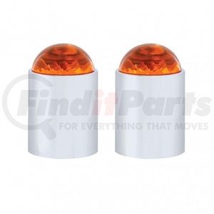 86071 by UNITED PACIFIC - Bumper Guide Top - Dome Lens, with Chrome Base, Amber