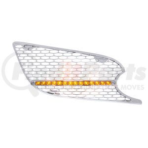 41782 by UNITED PACIFIC - Grille Air Intake - RH, Chrome, with LED Light, Amber LED/Clear Lens, for 2013+ Peterbilt 579