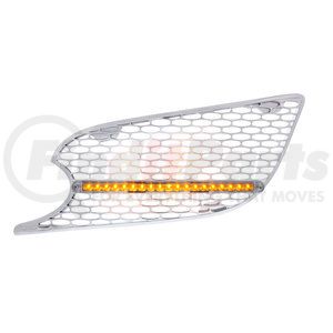 41778 by UNITED PACIFIC - Grille Air Intake - LH, Chrome, Amber LED, Clear Lens, with Reflector LED Light