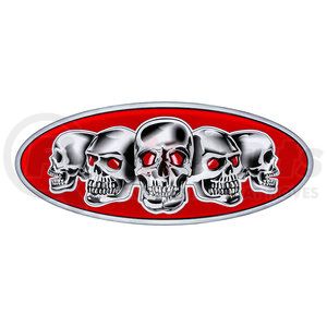 10884 by UNITED PACIFIC - Emblem - Chrome, Die Cast Skull, Red
