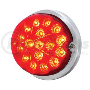 39658 by UNITED PACIFIC - Truck Cab Light - 17 LED Dual Function Watermelon Clear Reflector Flush Mount Kit, with Low Profile Bezel, Red LED & Lens