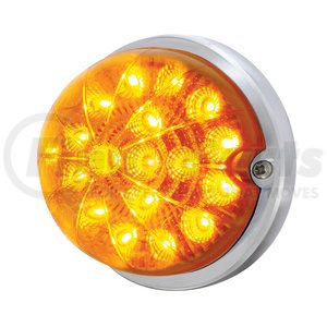 37912 by UNITED PACIFIC - Truck Cab Light - 17 LED Dual Function Watermelon Clear Reflector Flush Mount Kit, Amber LED/Amber Lens