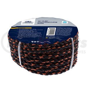92041 by UNITED PACIFIC - Rope - 3/8" x 50' 3-Strand, Twisted, Black & Orange, Polypropylene