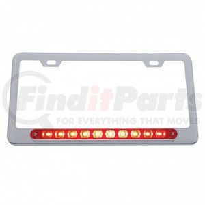 39756 by UNITED PACIFIC - License Plate Frame - Chrome, with 10 LED 9" Light Bar, Red LED/Red Lens
