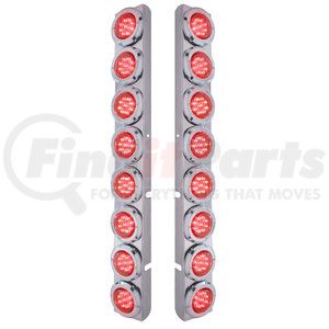 37330 by UNITED PACIFIC - Air Cleaner Light Bar - Rear, Stainless Steel, with Bracket, Clearance/Marker Light, Red LED and Lens, with Chrome Bezels, 9 LED Per Light, for Peterbilt Trucks