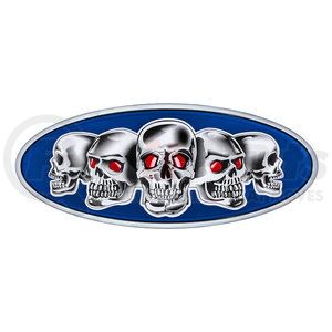 10883 by UNITED PACIFIC - Emblem - Chrome, Die Cast Skull, Blue