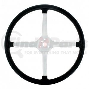 110124 by UNITED PACIFIC - Steering Wheel - 15" Chrome Plated, 3-Bolt Track Style, with Rubber Grip