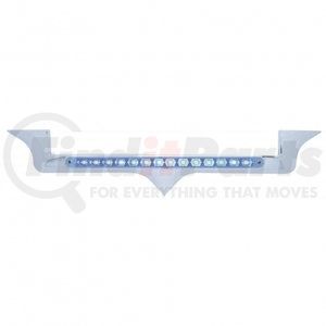 37822 by UNITED PACIFIC - Hood Emblem - Chrome, with 14 LED Light Bar, Blue LED/Clear Lens, for Kenworth