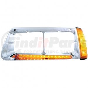 32490 by UNITED PACIFIC - Headlight Bezel - LH, 14 LED, with Turn Signal, Amber LED/Amber Lens, for Freightliner FLD