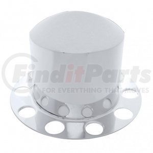 10211 by UNITED PACIFIC - Axle Hub Cover - 2 Piece Kit, Chrome, Dome, 10 Holes for 1-1/2" Lug Nuts, for Rear Aluminum Wheel