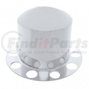 10211 by UNITED PACIFIC - Axle Hub Cover - Rear, Chrome, Dome, with 1.5" Nut Cover, Aluminum Wheel