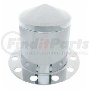 21226 by UNITED PACIFIC - Axle Hub Cover - Rear, Stainless, Pointed, with 33mm Nut Cover, Steel/Aluminum Wheel